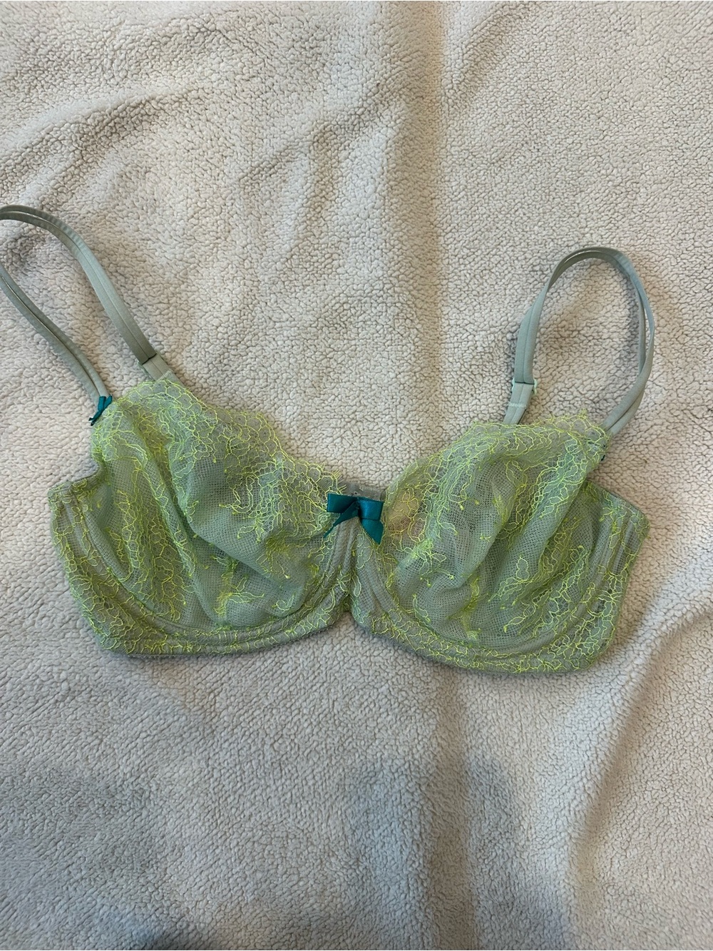 Victoria’s Secret Very Sexy 36D Unlined Lace Bra Green Neon Yellow